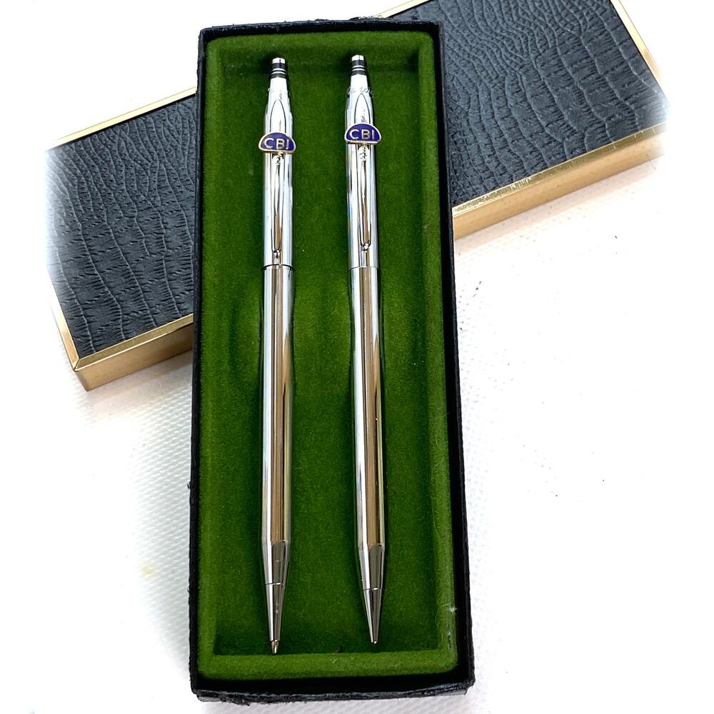 Quill CBI Pen And Pencil Set Pre-Owned, Never Used Silver Color Vintage
